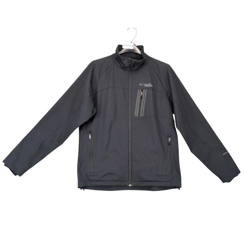 Columbia Titanium Black Softshell Full-Zip Jacket Mens L Omni-Shield Interchange